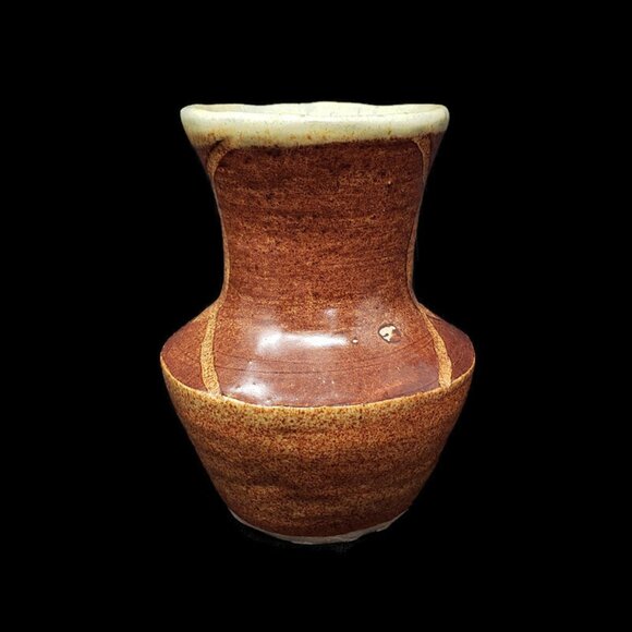 Crude Art Pottery 6" Vase Brutalist Boho Incised Signed PJs 1993 Heavy Vintage - Picture 6 of 11